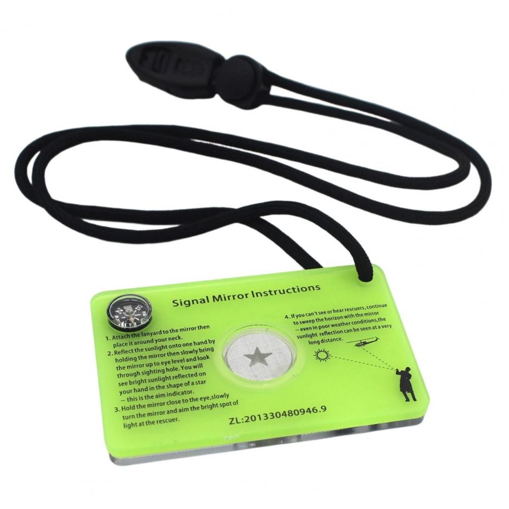 Signal Mirror Rescue - Signal Mirror with Compass Whistle Lanyard