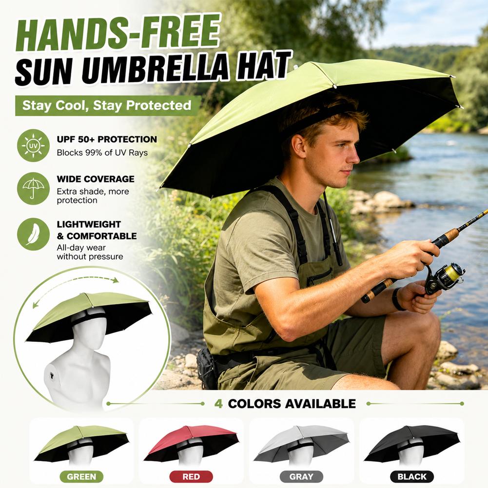 Outdoor Adventure Hat - Hand-free Sun Umbrella Hat Foldable Waterproof