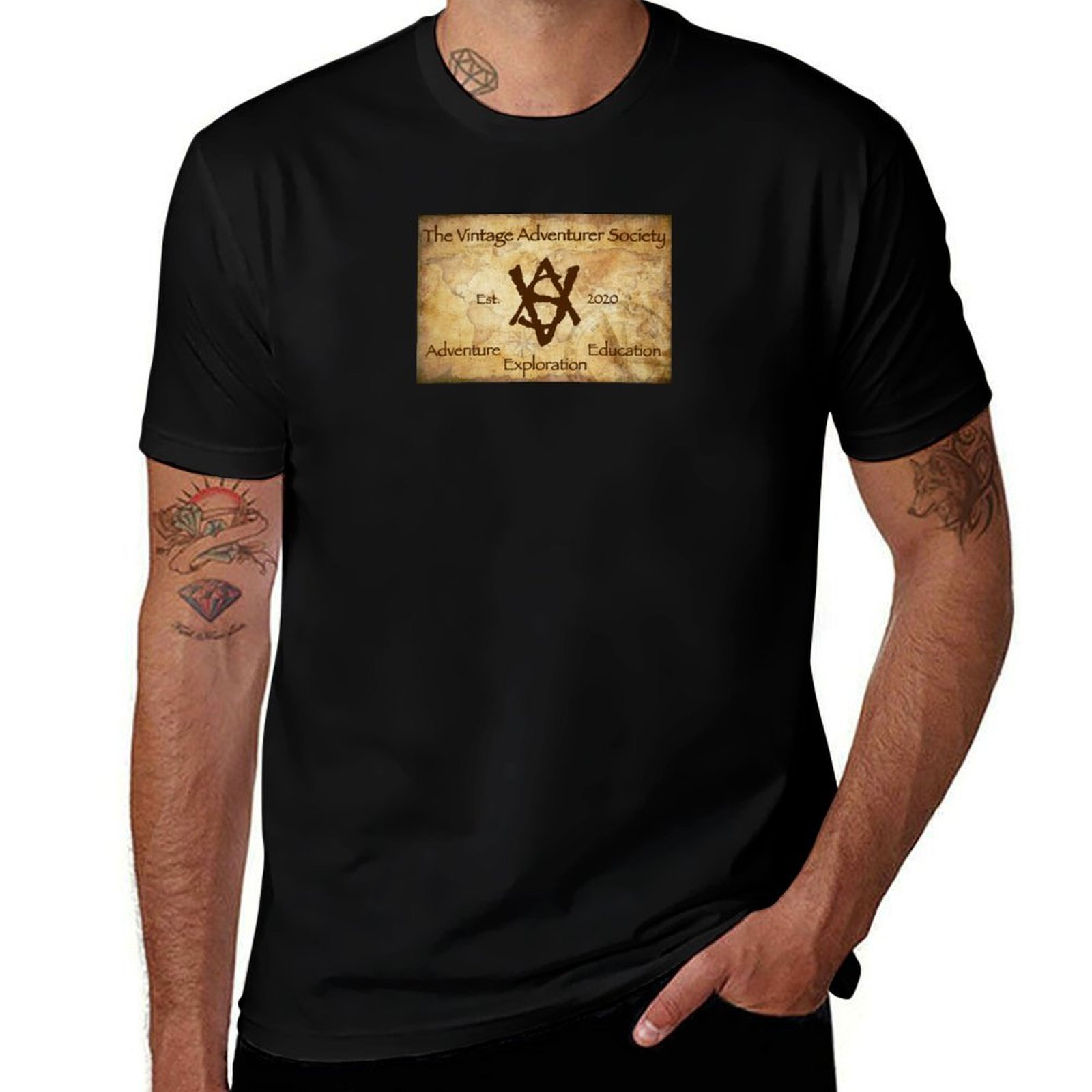 Outdoor Adventure Logo - Vintage Adventurer Society logo T-Shirt Sun