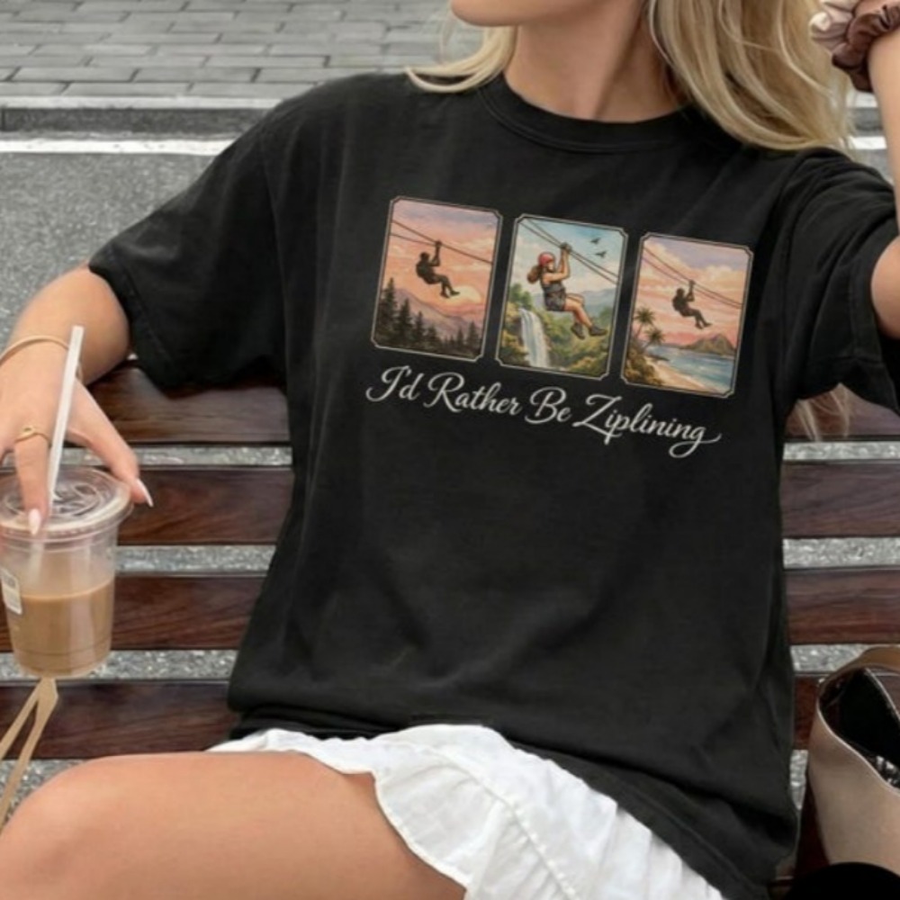 I'd Rather Be Ziplining T-Shir - Outdoor Adventure Zipline 评论和价格