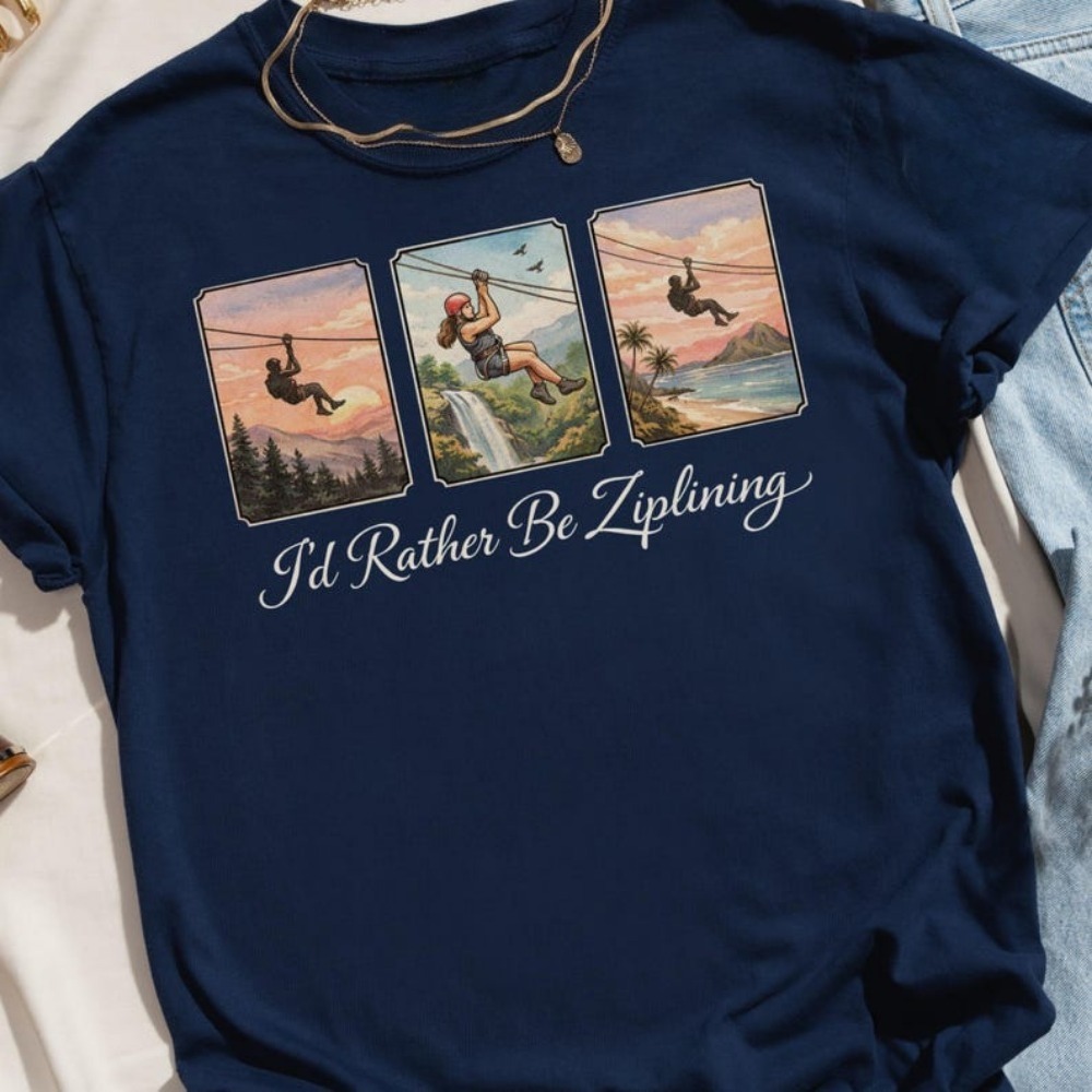 I'd Rather Be Ziplining T-Shir - Outdoor Adventure Zipline 评论和价格