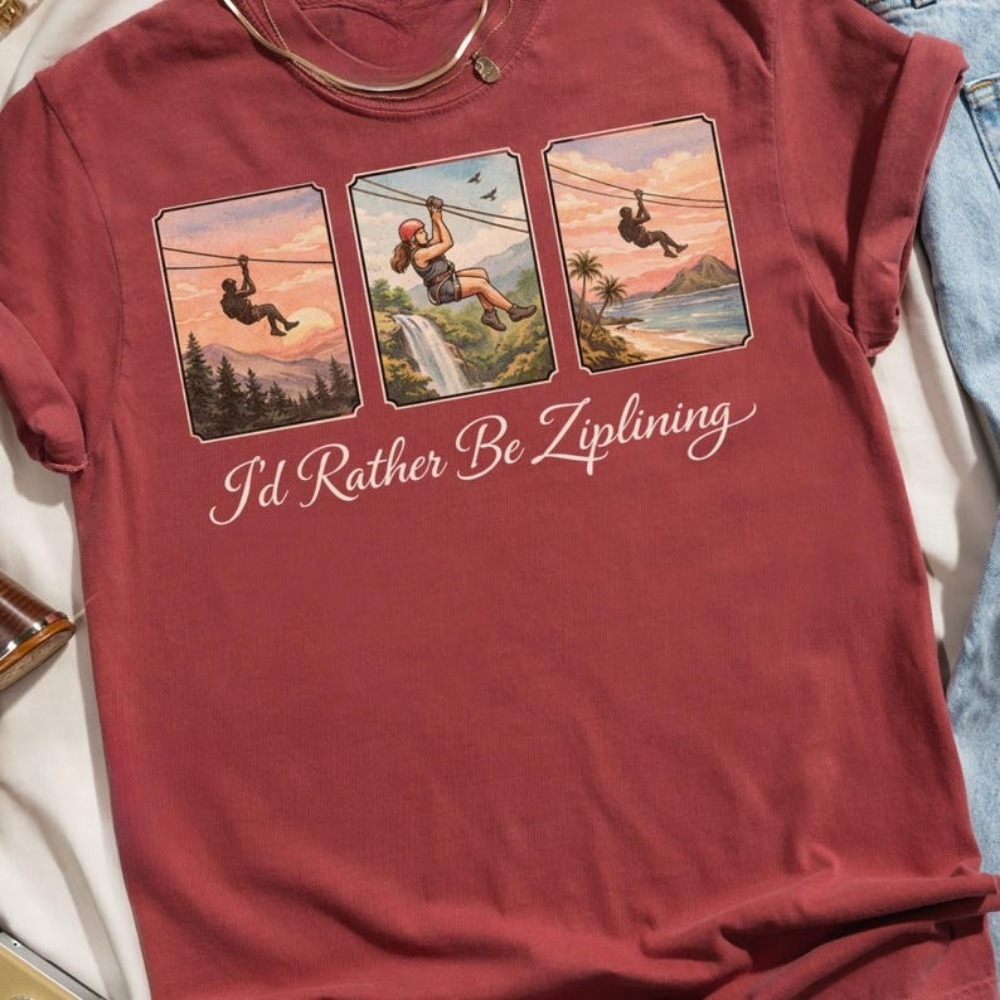 I'd Rather Be Ziplining T-Shir - Outdoor Adventure Zipline 评论和价格